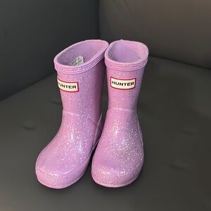 Hunter Pink Glitter Rain Boots